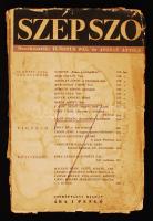 Szép Szó. Szerk. Ignotus, József Attila. II. köt., 1936 szeptember. Foltos papírkötésben, a gerince hiányzik.
