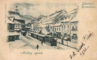 Brassó, Kronstadt; villamos / tram (fa)