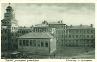 Gödöllő, Premontrei gimnázium, víztorony és tornaterem
