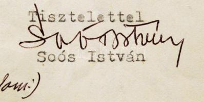 1992 Soós István (1900-2002) festőművész aláírása ifj. Tildy Zoltán (1917-1994) fényképésznek írt levelén.