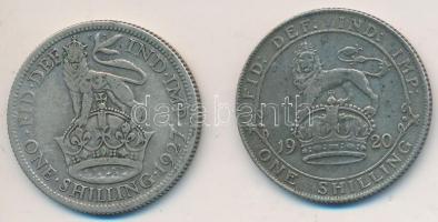 Nagy-Britannia 1920-1927. 1Sh Ag "V. György" (2x) T:3 Great Britain 1920-1927. 1 Shilling Ag "George V" (2x) C:F