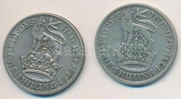 Nagy-Britannia 1928-1931. 1Sh Ag "V. György" (2x) T:2-,3 Great Britain 1928-1931. 1 Shilling Ag "George V" (2x) C:VF,F