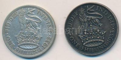 Nagy-Britannia 1933-1935. 1Sh Ag "V. György" (2x) T:2,3 Great Britain 1933-1935. 1 Shilling Ag "George V" (2x) C:XF,F