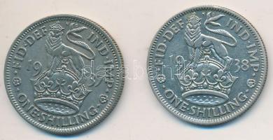 Nagy-Britannia 1937-1938. 1Sh Ag "VI. György" (2x) T:2,2- Great Britain 1937-1938. 1 Shilling Ag "George VI" (2x) C:XF,VF