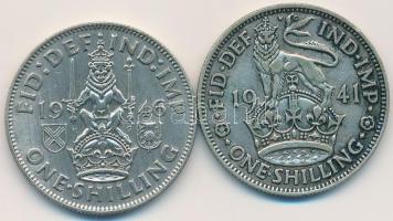 Nagy-Britannia 1941-1946. 1Sh Ag "VI. György" (2x) T:2,2- Great Britain 1941-1946. 1 Shilling Ag "George VI" (2x) C:XF,VF