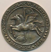 1975. "Katonai Főiskolák VI. Fesztiválja - Szolnok 1975" Br plakett (110mm) T:2 hátlapon ragasztásnyom