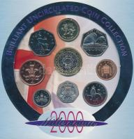 Nagy-Britannia 2000. 1p-2Ł Millennium (9xklf) forgalmi sor dísztokban T:BU Great Britain 2000. 1 Penny - 2 Pounds Millennium (9xdiff) coin set in paper case C:BU