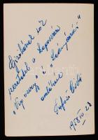 1958 Kaposvár, Serfőző Ilona "Csibi" (1926-1988) színésznő aláírása és üdvözlő sorai az őt...