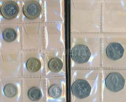 Nagy-Britannia 114db-os fémpénz gyűjtemény 4 éremtartó albumban T:vegyes
Great Britain 114pcs of coi...