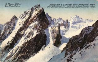 Tátra, Középorom a Lomnici csúcs gerincéről nézve, Divald & Monostory