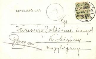 1904 Vezetőmotoros kerékpárverseny, Posszert János (?); fotólap pozsonyi bélyegzéssel / Hungarian bi...