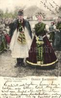Matyó pár / Hungarian folklore from Mezőkövesd, Matyó costume, fiancé, bride (EB)