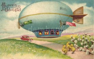Easter, airship, automobile, Amag 2742, litho