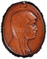 Stringovits Istvánné / Czipek Ferry (1882-1956) DN "Szűz Mária fejkendős mellképe" Cu galvanó plakett (140x111mm) T:2-