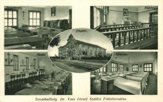 Szombathely, Dr. Vass József Szalézi Fiúinternátus, tanulóterem, főépület, kápolna, ebédlő, hálóterem