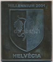 2001. "Millenium - Helvécia" fém plakett dísztokban (100x85mm) T:2