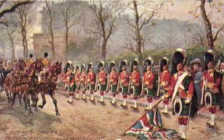 The Gordon Highlanders, Raphael Tuck & Sons 'Oilette' postcards No. 3546. s: Harry Payne, Angol hadsereg gyalogezrede, Raphael Tuck & Sons 'Oilette' postcards No. 3546. s: Harry Payne