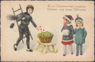 New Year, clover, chimney sweeper, litho (EK)