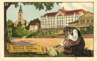 Székelyudvarhely, Római katolikus főgimnázium és templom, folklór / grammar school and church, folklore, irredenta s: Gebhardt (EK)