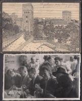 13 db RÉGI külföldi városképes lap, és pár motívum lap (Kaszap István) / 13 old foreign postcards an...