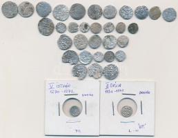 Vegyes: 34db-ból álló vegyes magyar denár, parvus tétel, közte közte II. Béla, V. István, IV. Béla, Károly Róbert, Nagy Lajos és Mária pénzei. Megtekintésre ajánlott! T:vegyes