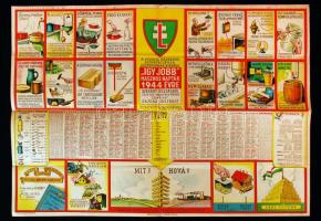 1935 A Levente Gazdasági Szövetkezések Központjának "hasznos" naptára az 1944. évre, 58x41 cm