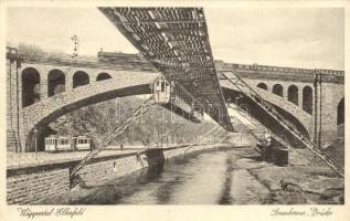 Wuppertal - Elberfeld, Jonnborner Brücke / bridge, suspension railway