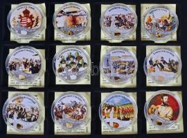 DN "A szabadságharc képes krónikája" 12xklf db-ból álló festett, ezüstözött CuZn emlékérem szett éremtartó kazettában T:PP