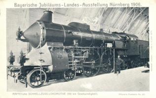 1906 Nürnberg, Bayerische Jubilaums Landesaustellung, Maffeische Schnellzugslokomotive / Bavarian National Jubilee Exhibition, locomotive (EK)