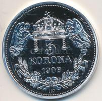 DN "Királyi koronák / 1909 5K - I. Károly (Róbert)" Ag emlékérem (20g/0.999/38,61mm) T:PP