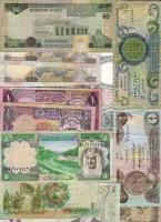 Arab államok 13db bankjegy Irak (3x), Jordánia (3x), Kuwait (3x), Szaudi Arábia (4x), Szíria (2x) T:I,II