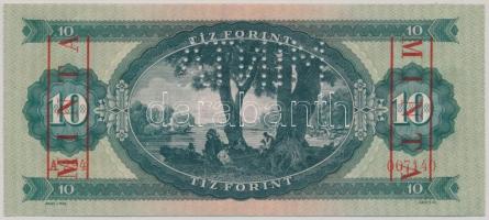 1957. 10Ft "A 294 067140" sorozat és sroszámmal, piros "MINTA" felülnyomással és...