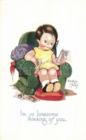 Im so lonesome thinking of you. Cute kiddies serie 3. Raphael Tuck & Sons Oilette postcards No. 3607. s: Beatrice Mallet