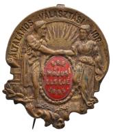 1895. "Általános Választási Jog - 888 Május Elseje 1895" festett réz kitűző, tű ferde (40x33mm) T:2- Hungary 1895. "General Election Law - 888 1st May 1895"  painted copper pin, pin is slant (40x33mm) C:VF