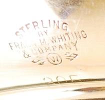 Sterling ezüst (Ag.) tálka, apró horpadásokkal, Frank M. Whiting & Company és "305" je...