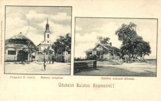 Balatonszárszó, Pongrácz Béla üzlete, vasútállomás, Református templom