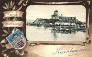 Esztergom, címer; kiadja Wallfisch S. / coat of arms, litho