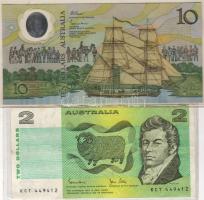 Ausztrália 2 klf modern bankjegy 2$ + 10$ T:I-,II