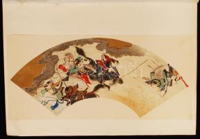 Csata, színes japán ofszet grafika, 35x16 cm