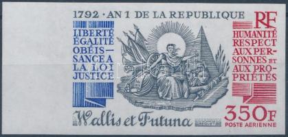 200th anniversary of the first year of the French republic imperforated stamp, Az első francia köztársaság évének 200. évfordulója ívszéli vágott bélyeg
