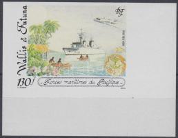 Francia csendes-óceáni flotta ívsarki vágott bélyeg, French Pacific Fleet imperforated corner stamp