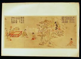 Egy kézirattekercs jelenetei, színes japán ofszet grafika, 35x16 cm