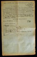 1896 Kérvény a verseci magyar királyi járásbírósághoz zálogjogok ügyében, 3 db 1 Ft-os, 1 db 25 kraj...