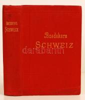 Baedeker, Karl: Die Schweiz nebst den angrenzenden Teilen von Oberitalien, Savoyen und Tirol. Leipzig, 1913, Verlag von Karl Baedeker. Aranyozott vászonkötésben, jó állapotban.