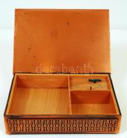 Réz zenélő doboz működőképes állapotban, 20x14x4,5 cm