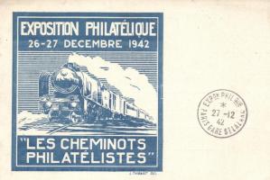 1942 Exposition Philatelique, Les Cheminots Philatelistes, Paris Gare St. Lazare / philatelic exposition Ga.