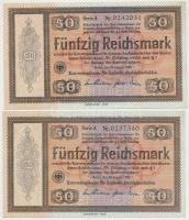 Német 3. Birodalom 1933. 50RM "ENTWERTET" (érvénytelenítve) perforációval (2x) T:I-,II German Third Reich 1933. 50 Reichsmark with "ENTWERTET" perforation (2x) C:AU,XF Krause 203