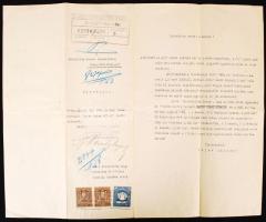 1928 Hódmezővásárhely városi illetékbélyeg 80f kézírással teljes iraton