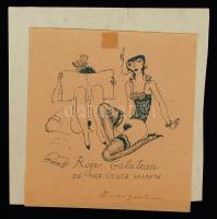 Roger Galateau: Des mes livres galants. Ex libris Fingenstein, 9×8,5 cm