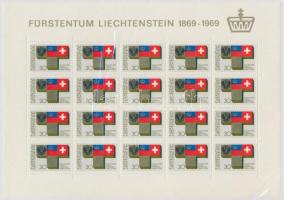 Centenary of Liechtenstein Telegrafia mini sheet, 100 éves a liechtensteini telegráfia kisív